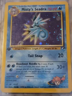 2000 Pokemon Gym Heroes 1st Edition Holo Misty's Seadra BGS Grade 9 Swirls - Image 1
