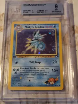 2000 Pokemon Gym Heroes 1st Edition Holo Misty's Seadra BGS Grade 9 Swirls - Image 2