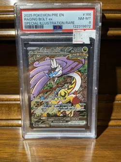 Pokemon SV Prismatic Evolutions 2025 Raging Bolt EX Sir 166/131 - Image 1
