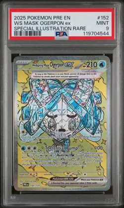 PSA 9 Wellspring Mask Ogerpon EX 152/131 Pokemon Prismatic Evolutions Mint - Image 1