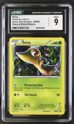 CGC 9 MINT Snivy 2011 Black Star Promos BW06 Black & White Blisters Pokemon Card - Image 1