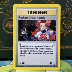 Pokemon 1st edition Rocket's Sneak Attack Trainer Card Holo Rare 16/82 Holo NM - Image 1