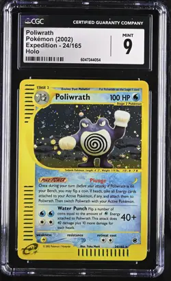 CGC 9 MINT Poliwrath 2002 Expedition 24/165 Holo Pokemon Card psa - Image 1