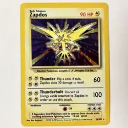 Pokemon TCG Zapdos #16/102 Base Set Holo LP - Image 1