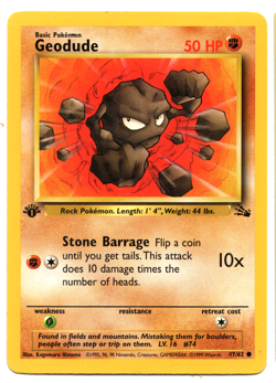 1999 1st Edition Geodude 47/62 Fossil Set - Common Pokemon Card - NM - Image 1
