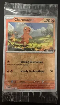 Pokemon Charmander 004/165 151 EB Games Reverse Holo Card Promo Sealed - Image 1