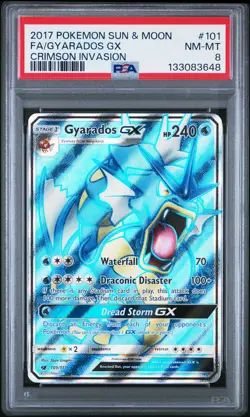 2017 POKEMON SUN & MOON CRIMSON INVASION #101 FULL ART/GYARADOS GX PSA 8 - Image 1