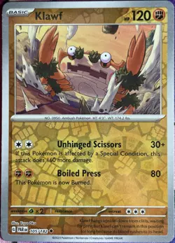 Klawf Reverse Holo - 105/182 - Paradox Rift Pokemon 2023 - Image 1