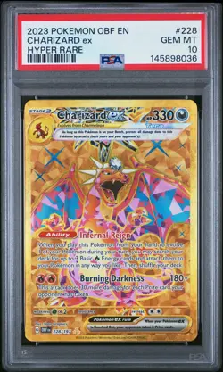 POKEMON CHARIZARD EX GOLD HYPER RARE 228/197 OBF-EN OBSIDIAN FLAMES PSA 10 - Image 1