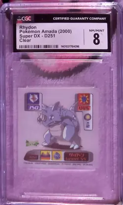 🌟 CGC 8 NM/MINT 2000 Pokemon Amada Super DX D251 Rhydon Clear Sticker - Image 2