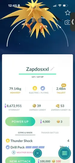 Pokemon Go Legendary Zapdos ( XXL) ( Normal ) - Image 1