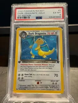 2000 POKEMON ROCKET 1ST ED #5 DARK DRAGONITE-HOLO PSA 6 - Image 1