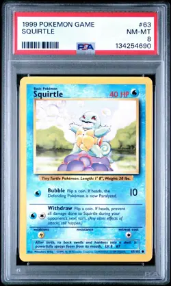 Squirtle 1999 Pokemon Game #63 PSA 8 - Image 1