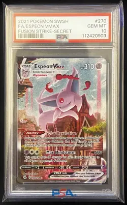 2021 POKEMON SWSH FA/ESPEON VMAX FUSION STRIK -SECRET #270 PSA GEM MT 10 - Image 1