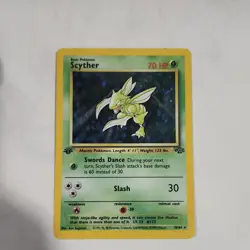 Pokemon TCG Scyther Jungle 1st Edition Holo Rare 70 HP 10/64 1999 - Image 1