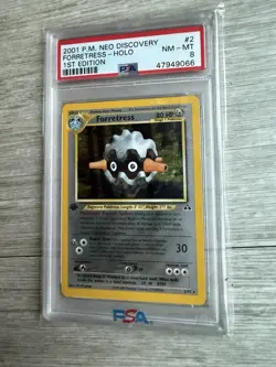 Pokemon 2001 Neo Discovery 1ST Edition FORRETRESS #21 PSA 8 RARE HOLO - Image 1