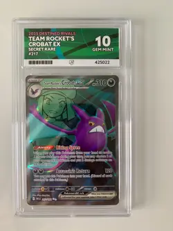 ACE 10 Team Rocket's Crobat Ex 217/182 Pokemon Destined Rivals Perfect Subgrades - Image 1