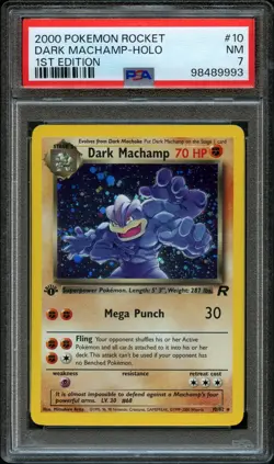 2000 POKEMON ROCKET 1ST ED #10 DARK MACHAMP | HOLO PSA 7 NEAR MINT - Image 1