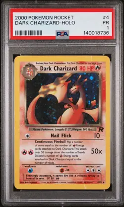 2000 POKEMON ROCKET #4 DARK CHARIZARD-HOLO PSA 1 - Image 1