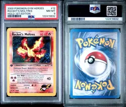 Pokemon TCG Rockets Moltres Holo Rare Card 12/132 Gym Heroes 1st Edition PSA 8 - Image 3