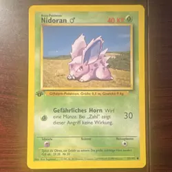 Pokemon Nidoran M 55/102 Base Set 1st Edition Common Regular German Card - Image 1