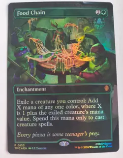 MTG Food Chain, Foil Borderless, NM/Unplayed, TMNT Pizza Exclusive - Image 1