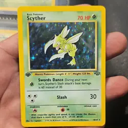 Pokemon Scyther Jungle 1st Edition Holo Rare 10/64 Basic Card - Image 1