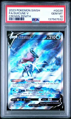 2023 POKEMON SWORD & SHIELD CROWN ZENITH #GG38 FULL ART/SUICUNE V PSA 10 - Image 1