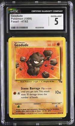 Geodude Pokemon 1999 English Fossil - Unlimited 47/62 Common - Image 1