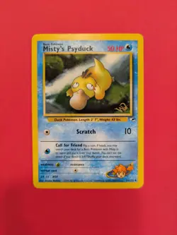 Pokemon TCG. Misty's Psyduck Gold W Stamped Promo. Gym Heroes 54/132. Near Mint. - Image 1