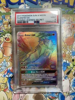 2017 Pokemon Entei GX Secret Sun Moon Full Art 74/73 Shining Legends Psa 9 - Image 1