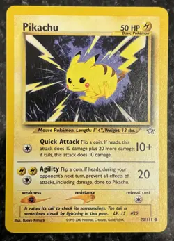 Pikachu 70/111 Neo Genesis Regular Common LP Vintage Pokemon Card 2000 - Image 1