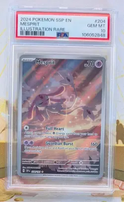 2024 Pokemon Surging Sparks #204 MESPRIT Illustration Rare PSA 10 - Image 1