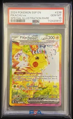 2024 Pokemon Surging Sparks Pikachu ex Secret Illustration Rare #238 - PSA 10 - Image 1