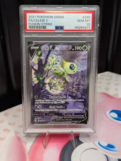 2021 POKEMON SWORD & SHIELD FUSION STRIKE #245 FULL ART/CELEBI V PSA 10 - Image 1