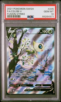 2021 POKEMON SWORD & SHIELD FUSION STRIKE #245 FULL ART/CELEBI V PSA 10 - Image 2