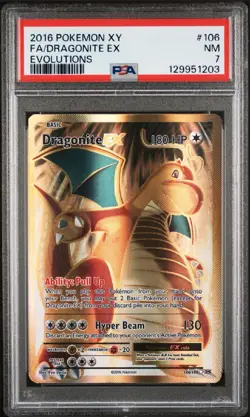 Pokemon 2016 XY Evolutions Dragonite EX PSA 7 NM Full Art Holo - Image 1