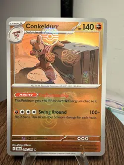 Conkeldurr (Master Ball Reverse Holo Rare) 049/086 SV Black Bolt Pokemon 2025 NM - Image 1
