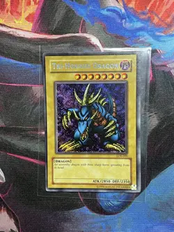 Yugioh Tri-Horned Dragon LOB-000 Secret Rare Reverse Holo Bleed Error Original - Image 1