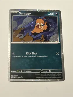 Pokemon TCG Scraggy Black Star Promo SVP186 Cosmos Holo Card - Image 1