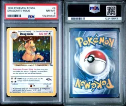 Pokemon TCG Dragonite Fossil 1999 Holo Rare Card 4/62 PSA 8 - Image 3