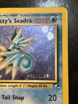 Prerelease Misty's Seadra 9/132 Gym Heroes Holo Rare Vintage Pokemon Card LP/HP - Image 2