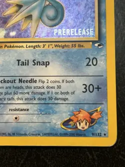 Prerelease Misty's Seadra 9/132 Gym Heroes Holo Rare Vintage Pokemon Card LP/HP - Image 5
