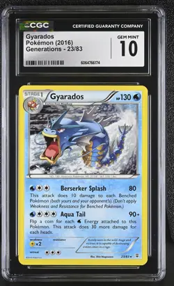 CGC 10 GEM MINT Gyarados 2016 Generations 23/83 Pokemon Card - Image 1