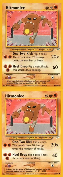 Pokemon TCG Neo Destiny Pokemon Hitmonlee MP X2 - Image 1