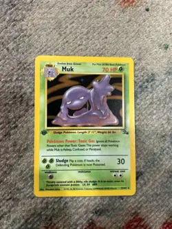 Pokemon TCG Muk Holo Rare Card 13/62 Fossil 1st Edition - Image 1