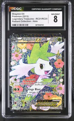 CGC 8 Shaymin EX Legendary Treasures RC21/RC25 Radiant Collection Holo Pokemon - Image 1