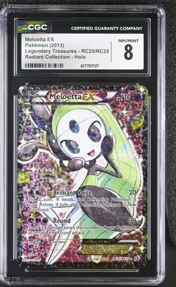 CGC 8 Meloetta EX Legendary Treasures RC25/RC25 Radiant Collection Holo Pokemon - Image 1