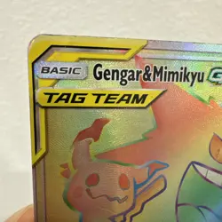 Pokemon Gengar & Mimikyu GX Secret Rare 186/181 Sm-Team Up Holo TAG TEAM Card - Image 3