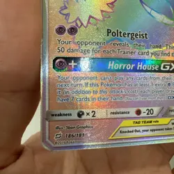 Pokemon Gengar & Mimikyu GX Secret Rare 186/181 Sm-Team Up Holo TAG TEAM Card - Image 5